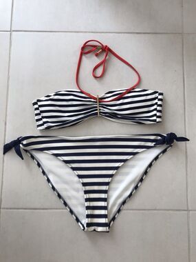 H&M Bikini Set Multicolor Striped Padded Swimsuit 10/12